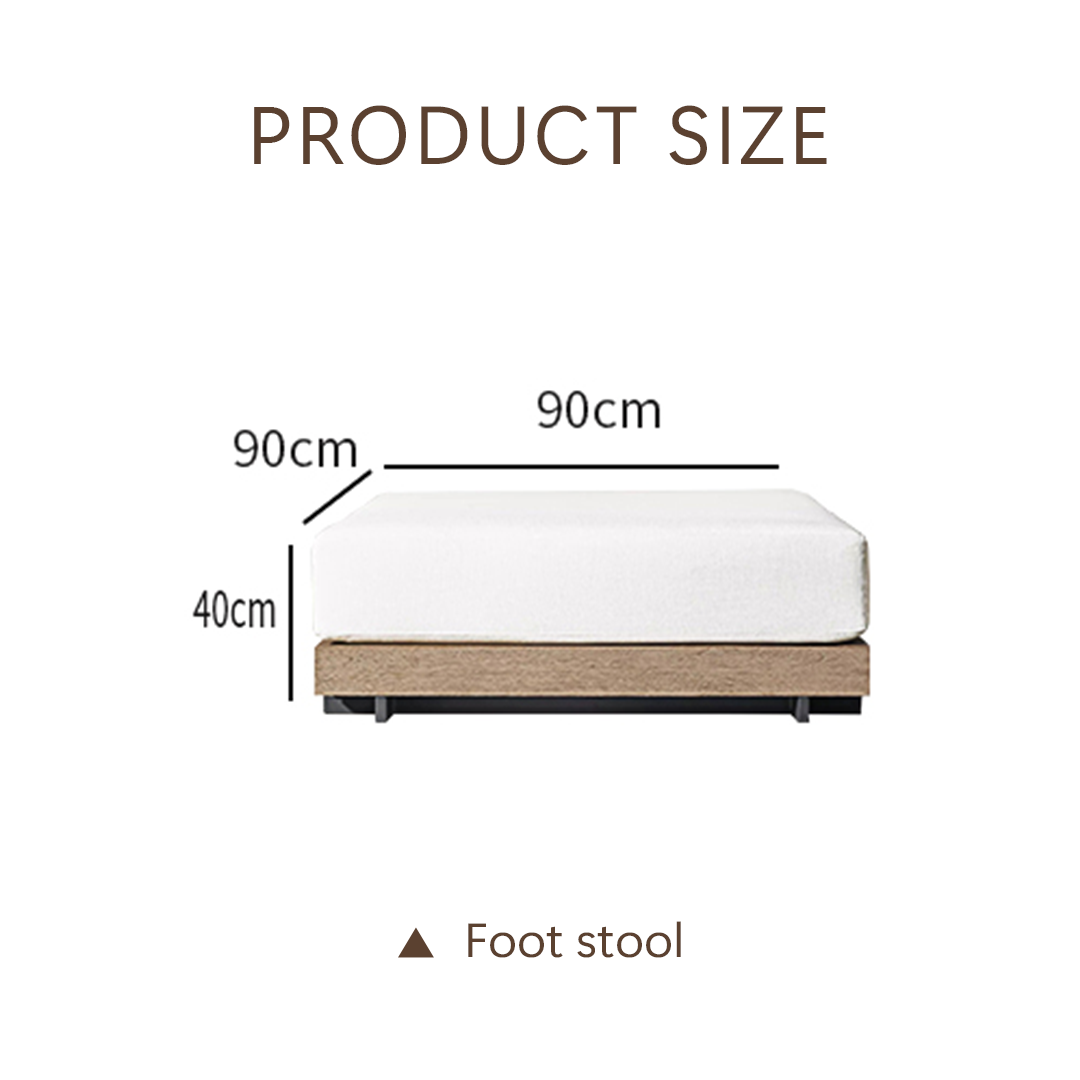 Measurement chart of a footstool with dimensions labeled  | Extraordinary Emporium UK