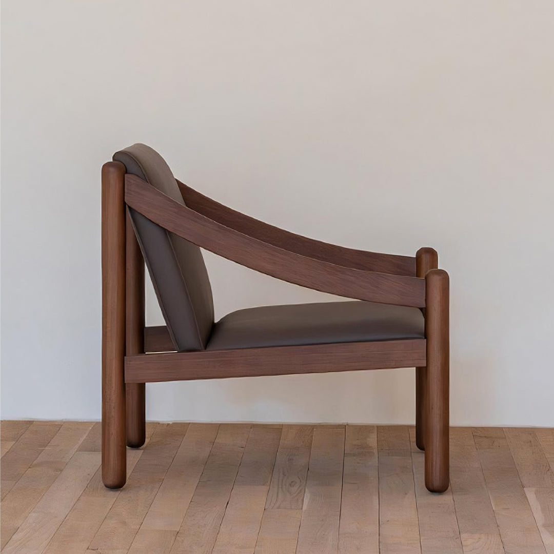 Karam Reception Lounge Chair in Solid Wood and PU Leather