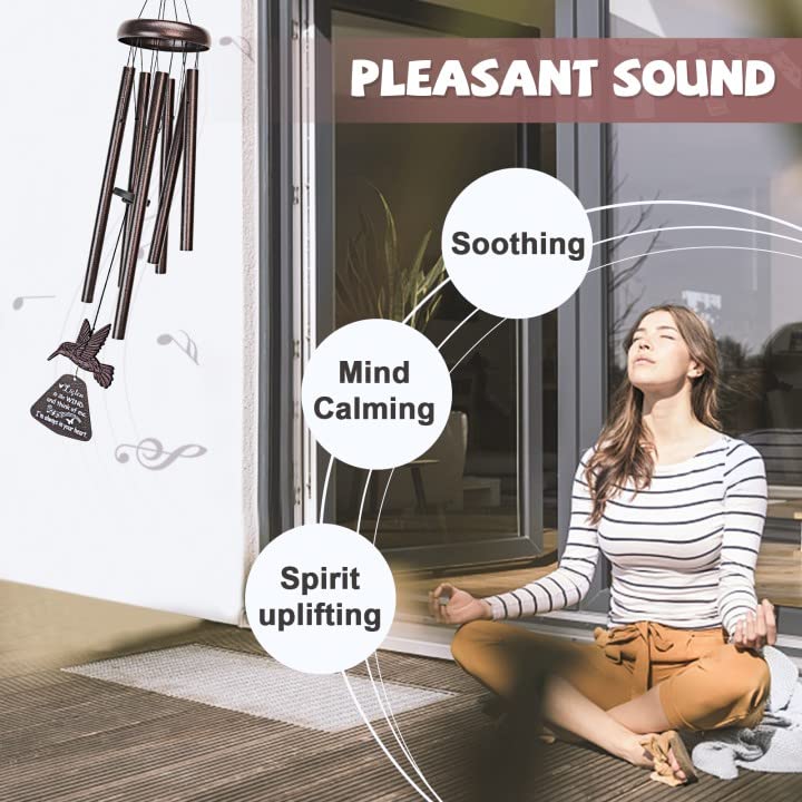 Memorial Sympathy Wind Chimes with Hummingbird Spinner