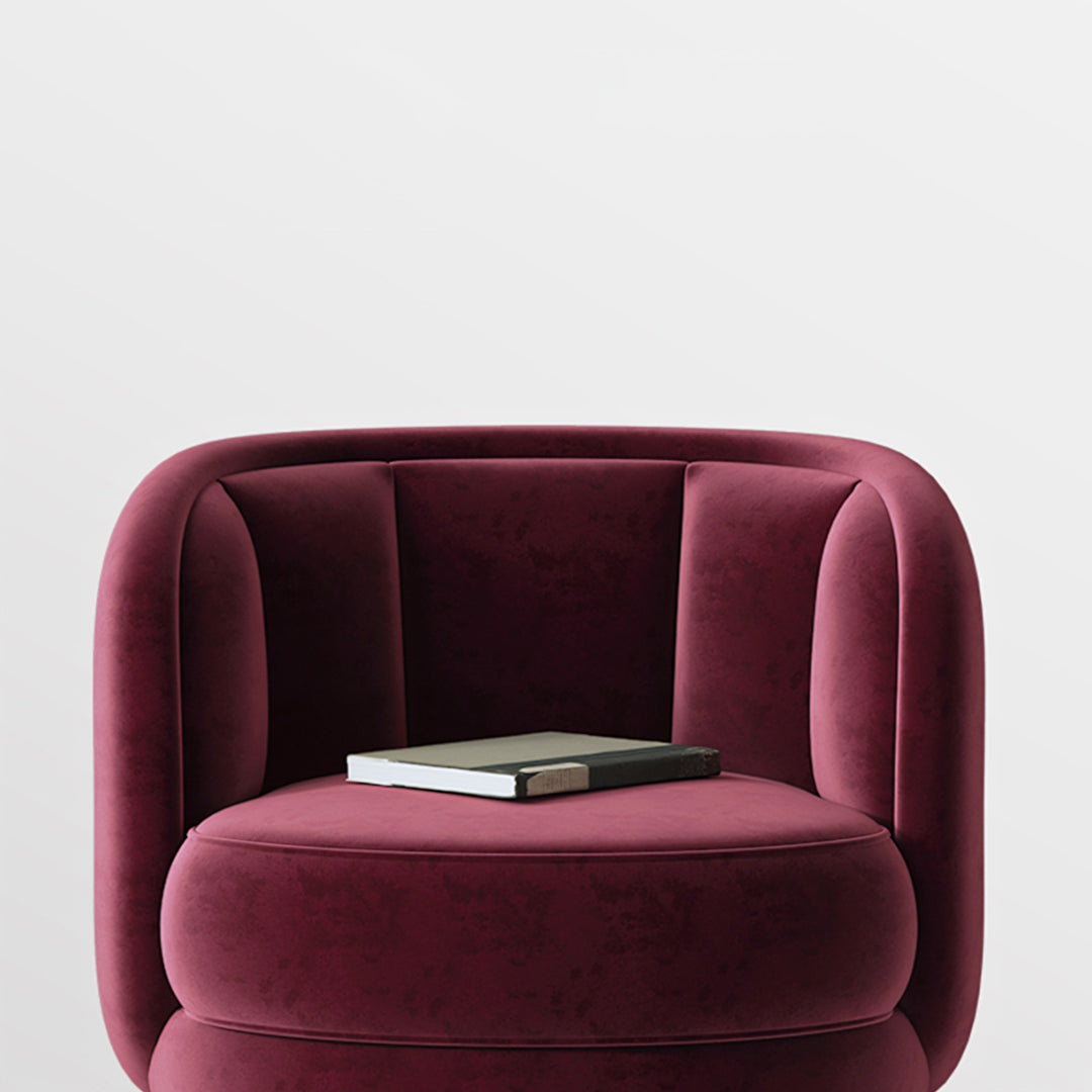 Carver Accent Lounge Chair in Purple Red Flannelette and Stainless Steel