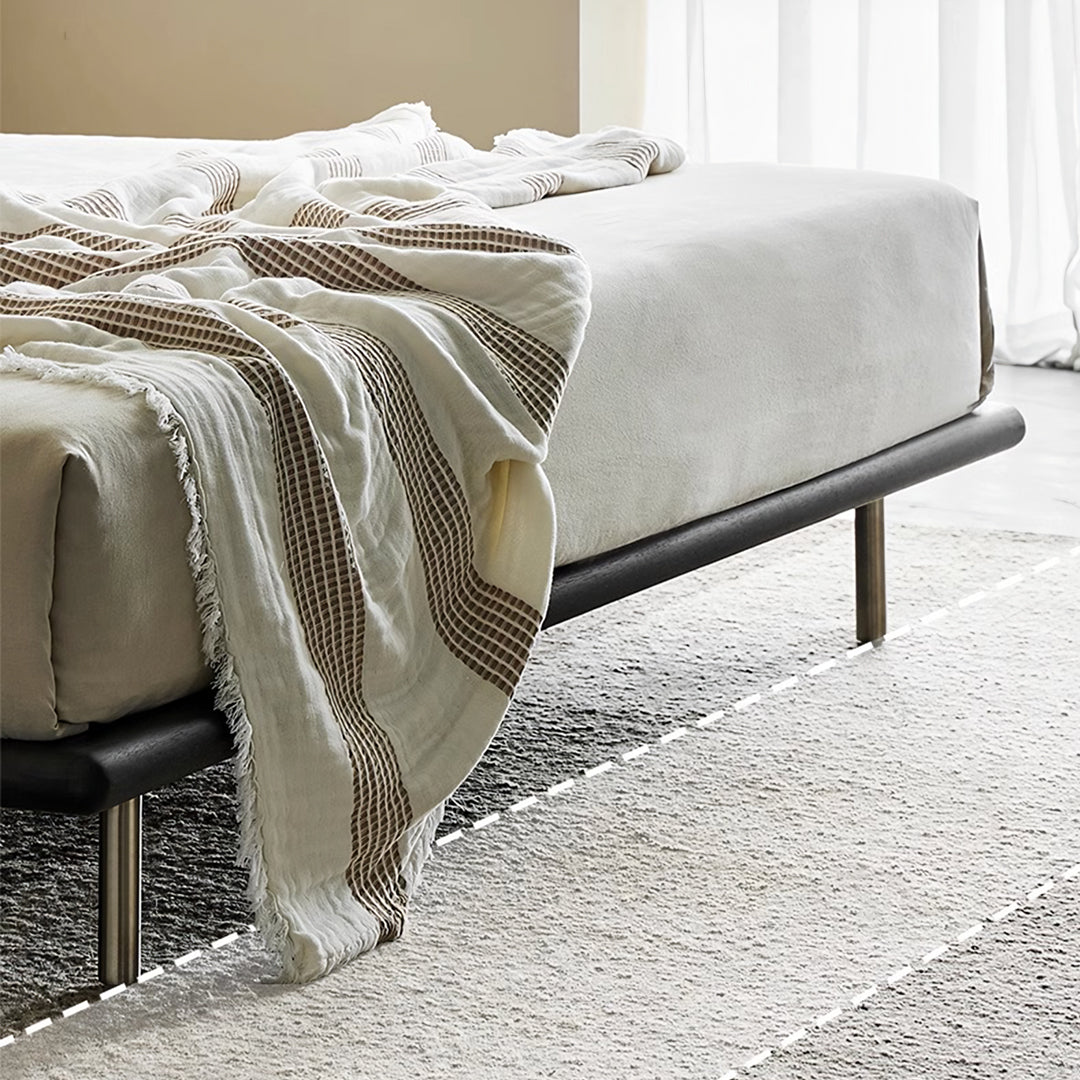 Ines Floating Bed in Black Real Leather King and Super King