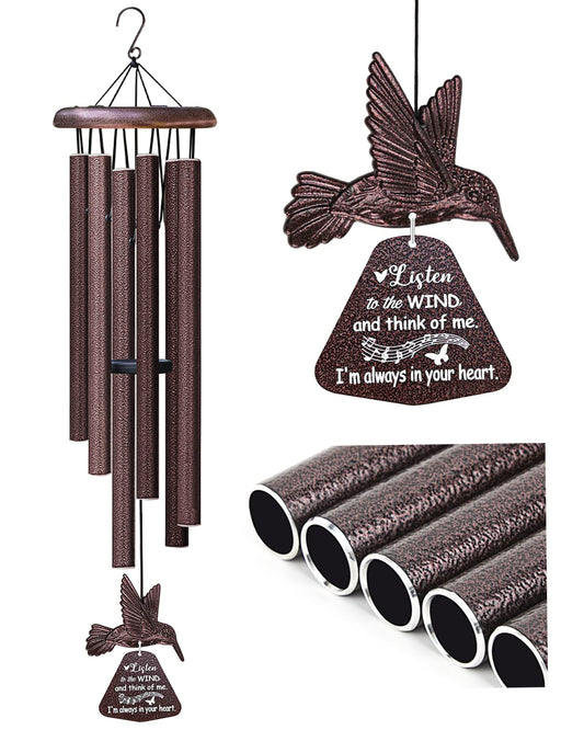 Memorial Sympathy Wind Chimes with Hummingbird Spinner