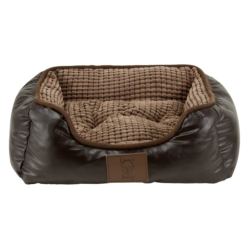 Bessie Faux Leather Dog Pet Bed Insulated from Floor