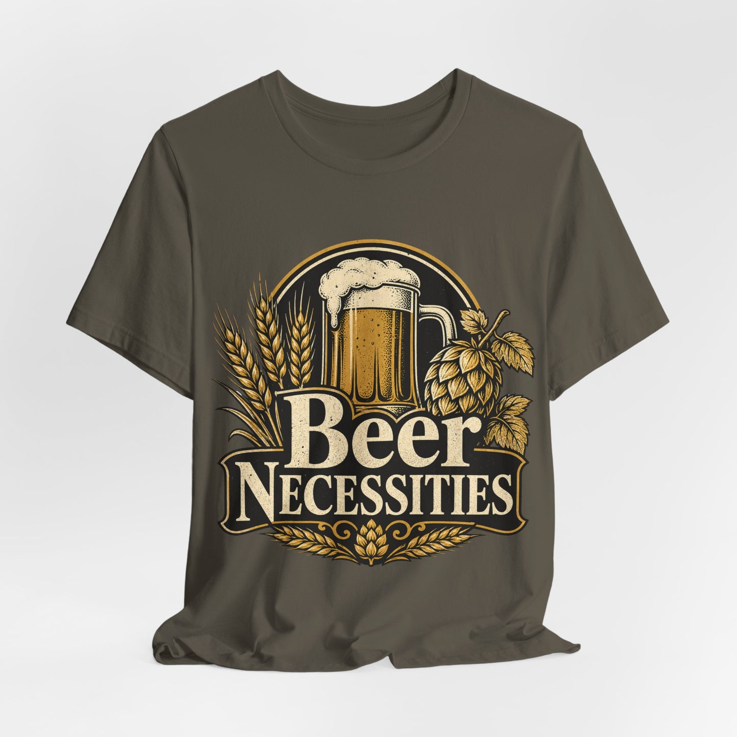 "Beer Necessities" T-Shirt — Vintage Beer Graphic Tee for Brewers & Beer Lovers
