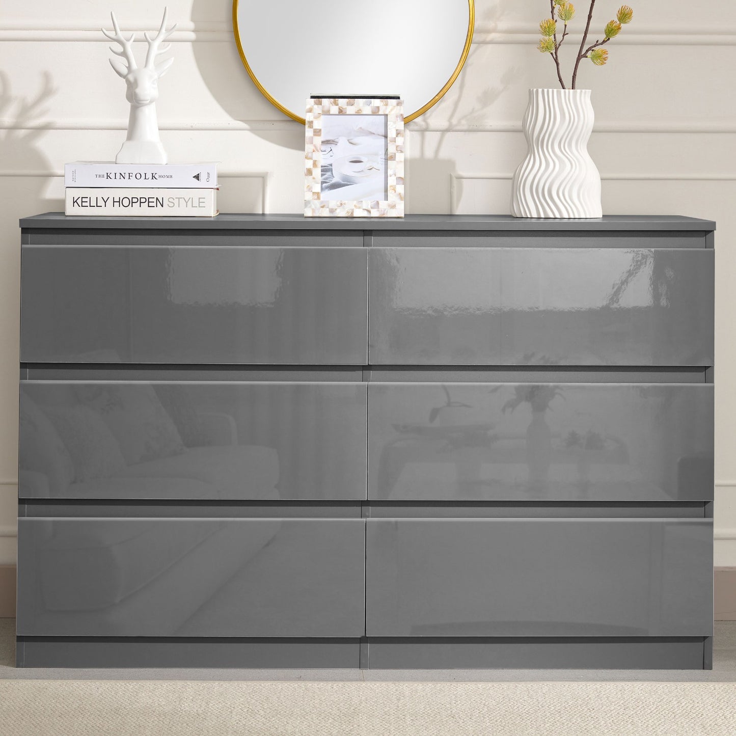 High Gloss Chest of Drawers Bedside Cabinet Tall Wide Storage Bedroom Furniture