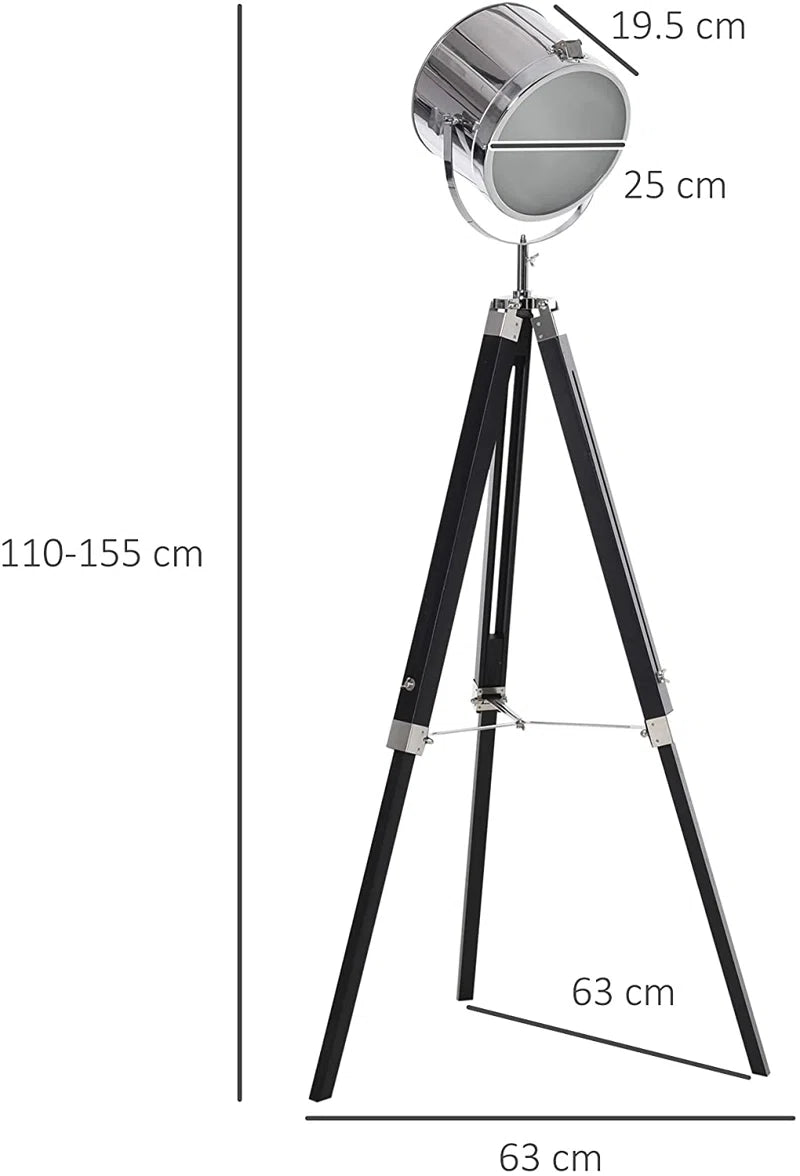 Statement Tripod Floor Lamp Industrial Design Argent 110cm