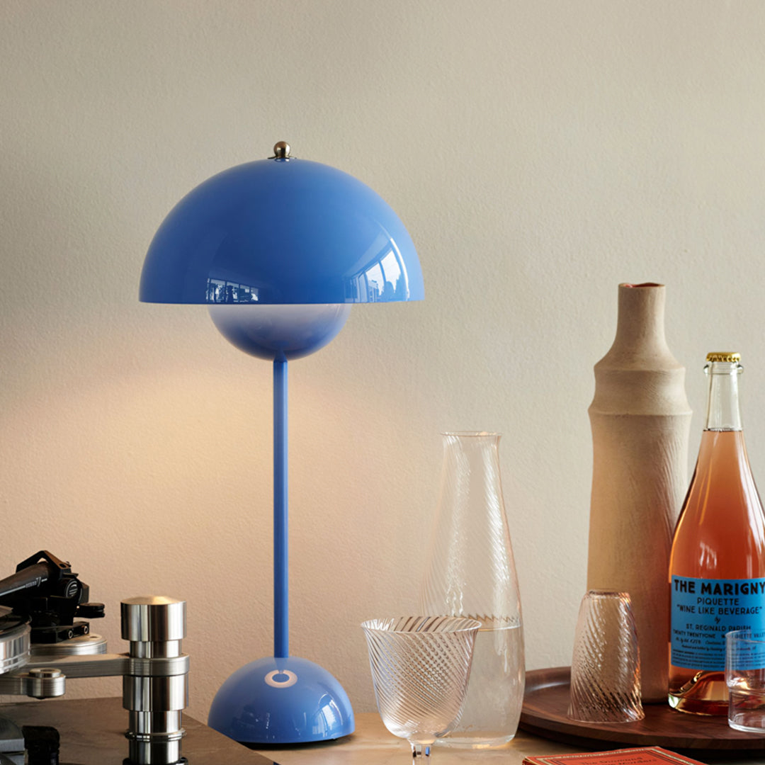 Blue table lamp on a surface  l| Extraordinary Emporium