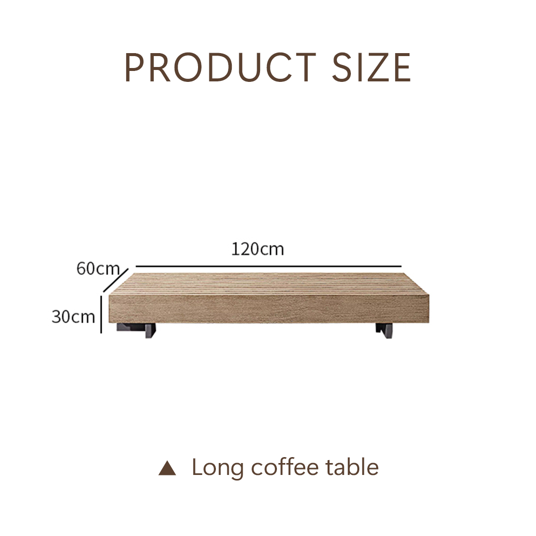 Measurement chart of a long coffee table with dimensions labeled. | Extraordinary Emporium UK