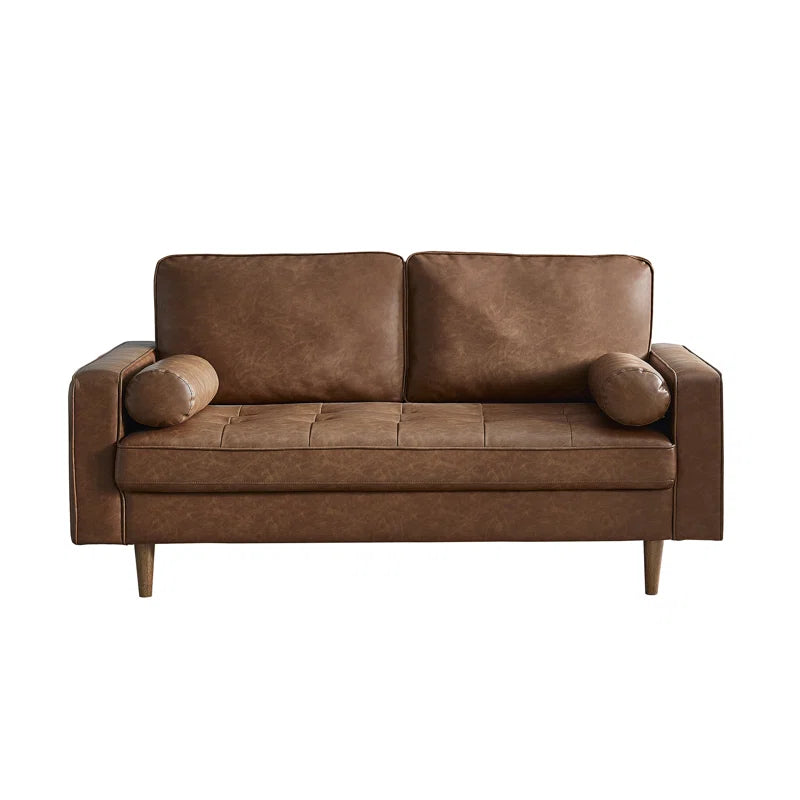 3 seat Faux Leather Sofa Altmann 187Cm Round Arm 