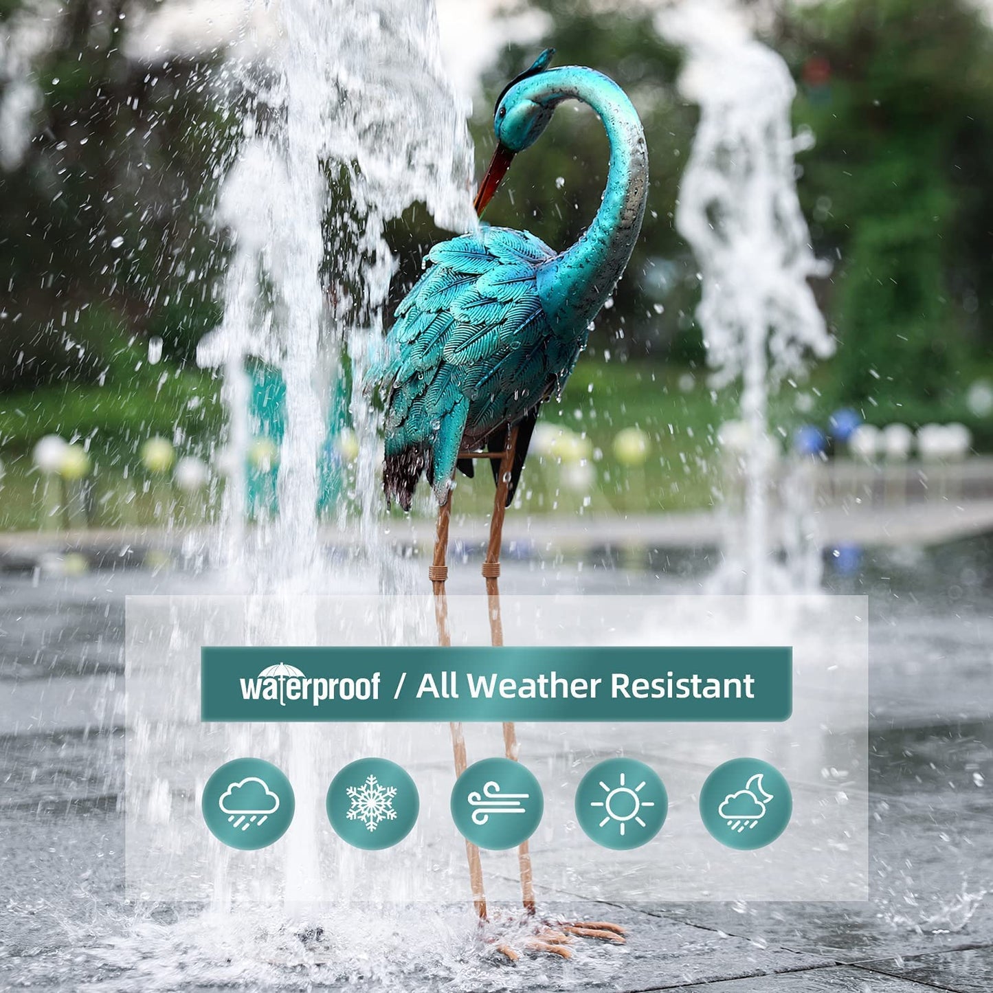 Blue Heron Garden Statue Sculpture | Handcrafted Hand-painted