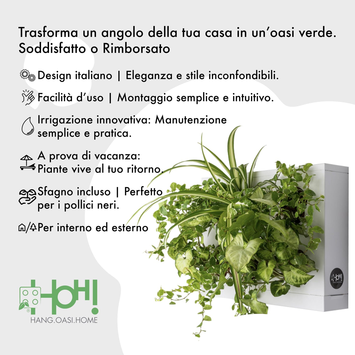 Indoor Outdoor Wall Mount Hanging Multi Plant Pot | White