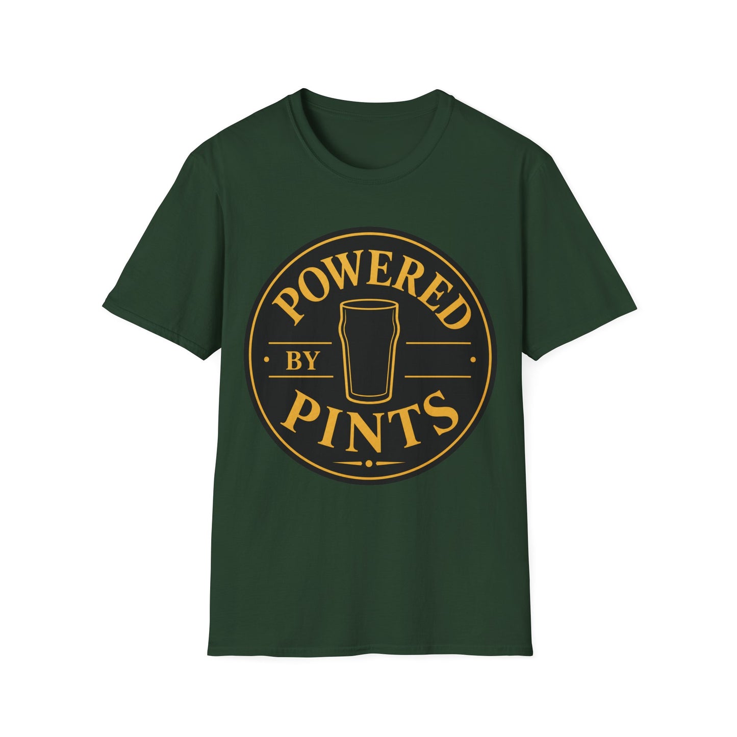 "Powered by Pints"  T-shirt for Beer Lovers Vintage Pub Tee