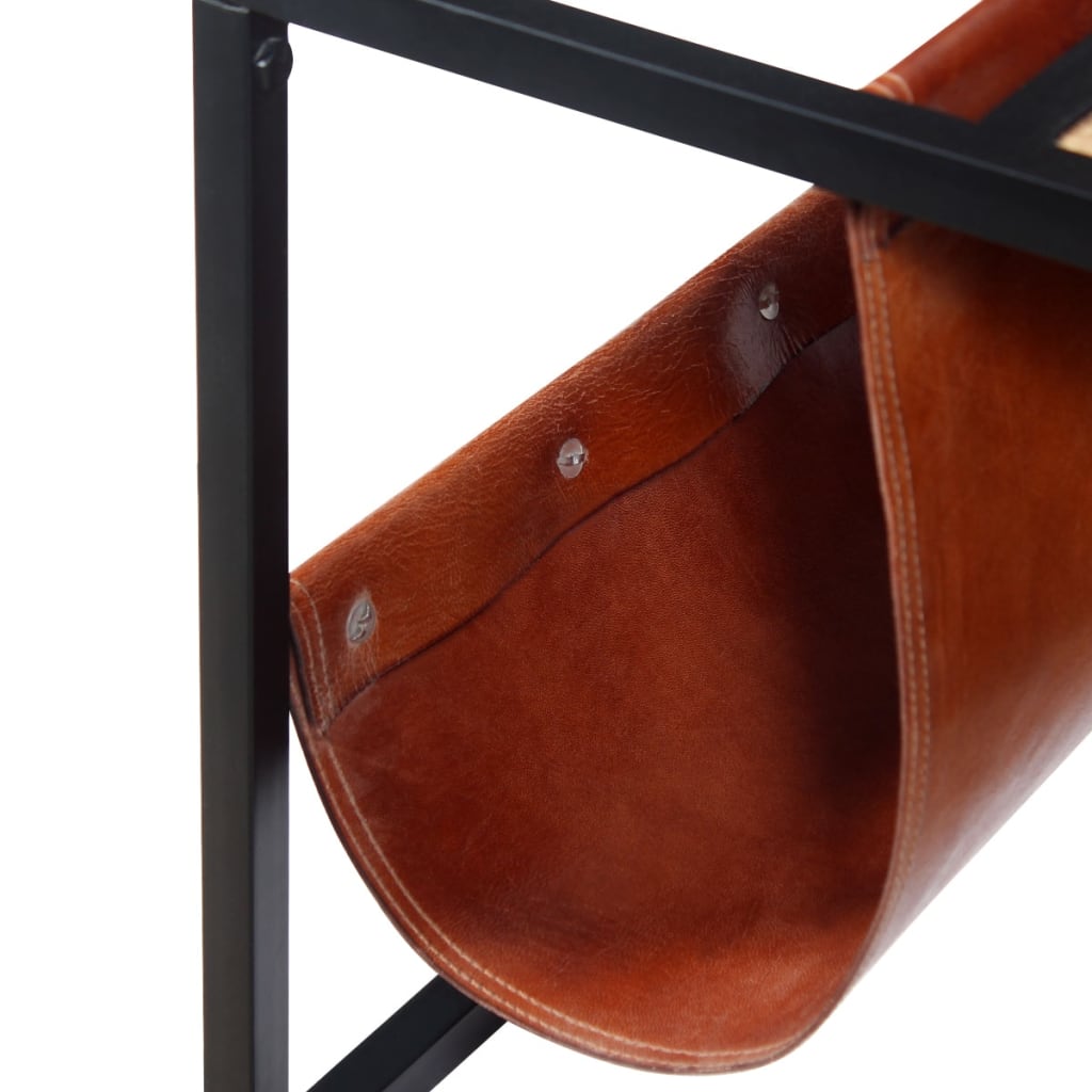 Industrial Coffee Table Genuine Leather Magazine Holder | Shop Online UK
