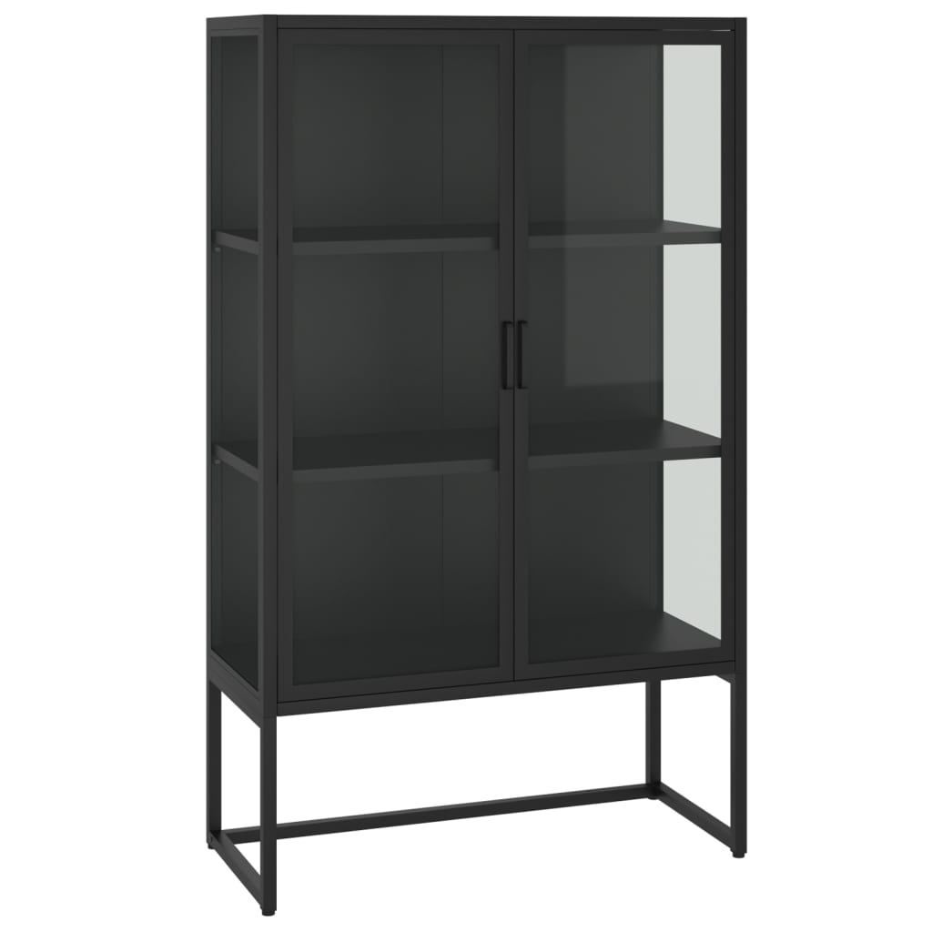 Highboard Storage Unit  | Black | Steel and Tempered Glass