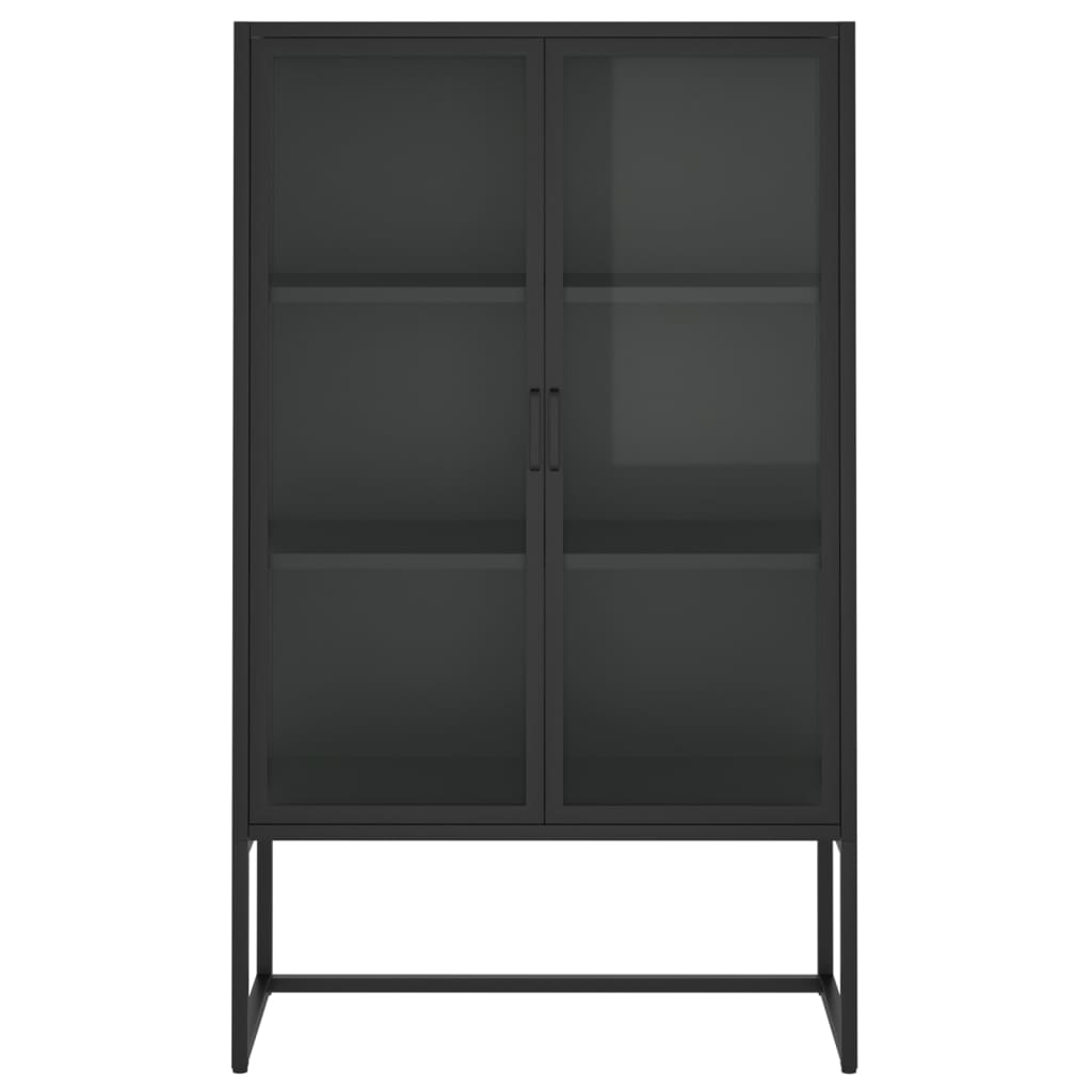 Highboard Storage Unit  | Black | Steel and Tempered Glass