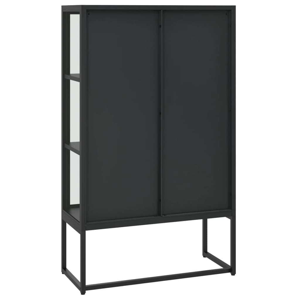 Highboard Storage Unit  | Black | Steel and Tempered Glass