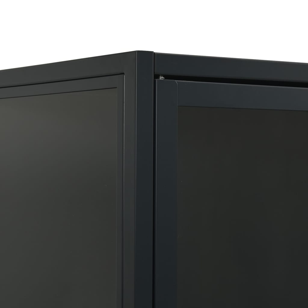 Highboard Storage Unit  | Black | Steel and Tempered Glass
