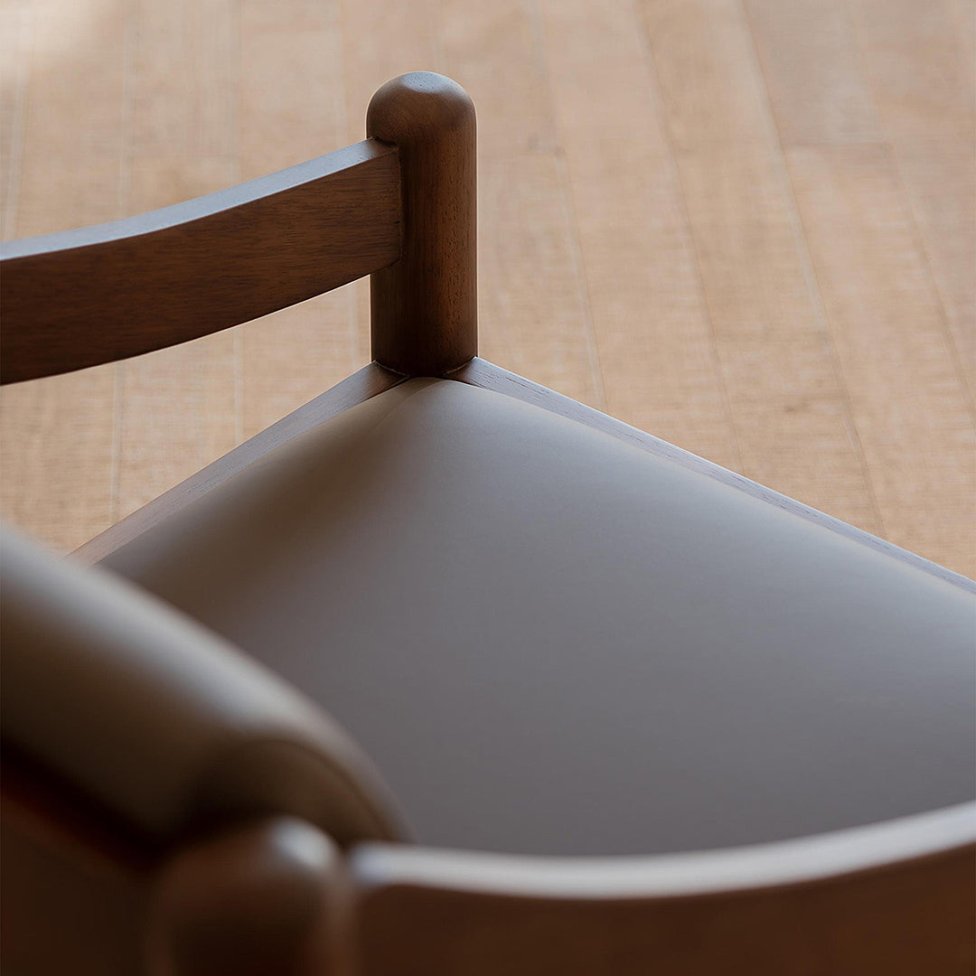 Karam Reception Lounge Chair in Solid Wood and PU Leather