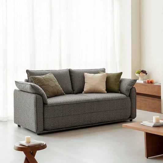 Barghouti Two Seater Sofa Bed in Dark Grey Linen
