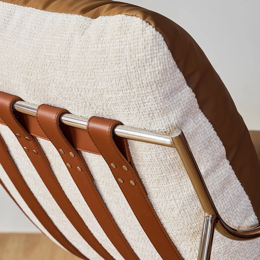 Prasad Lounge Chair Armchair with Ottoman Real Leather