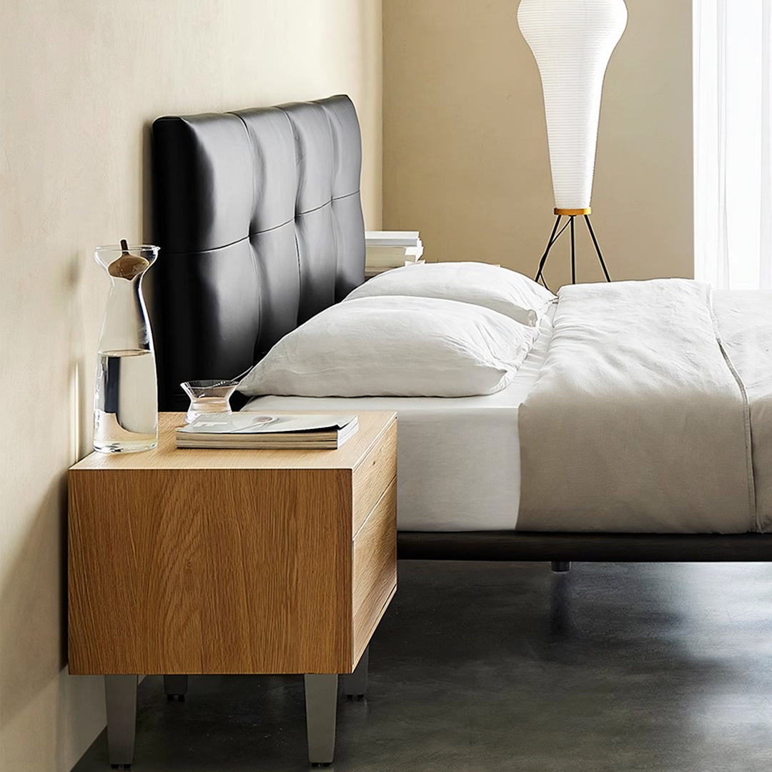 Ines Floating Bed in Black Real Leather King and Super King