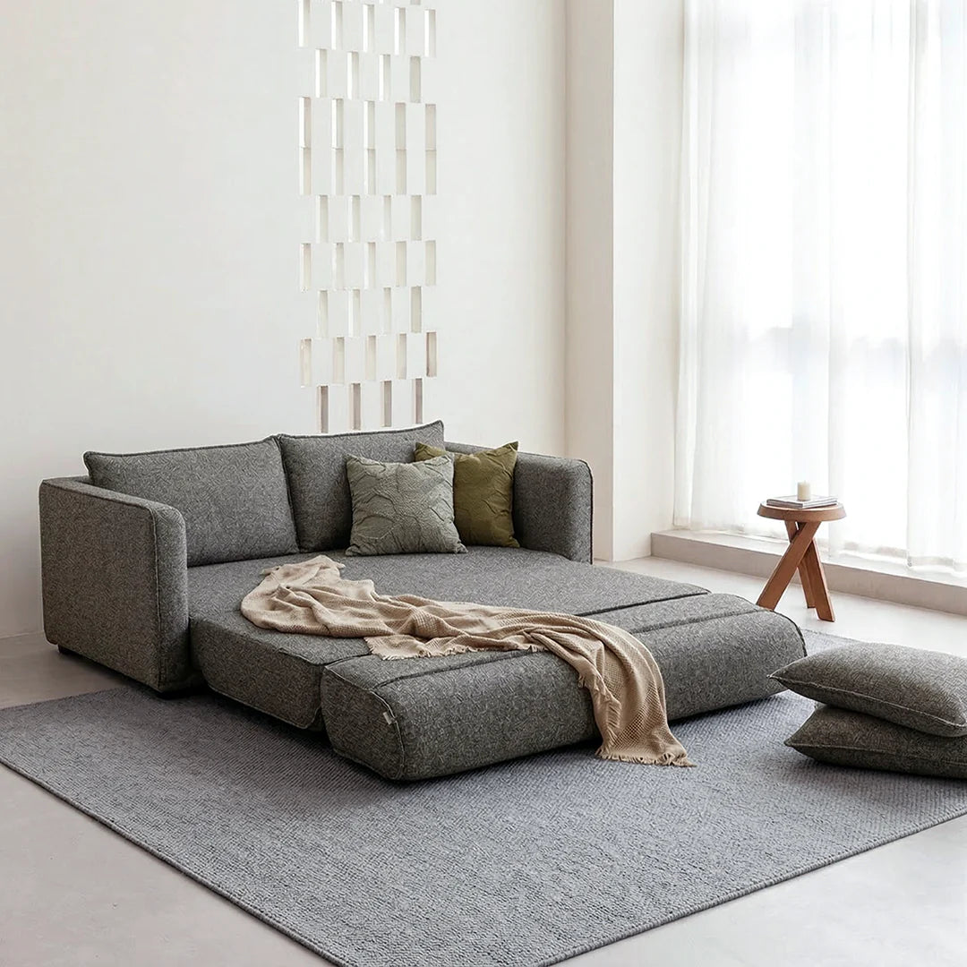 Barghouti Two Seater Sofa Bed in Dark Grey Linen