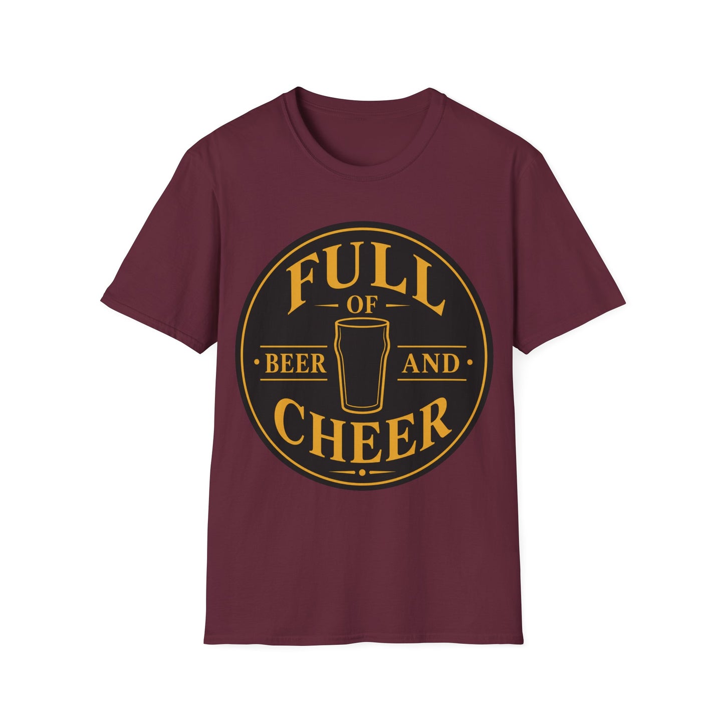 "Full of Beer and Cheer"  T-shirt for Beer Lovers Vintage Pub Tee