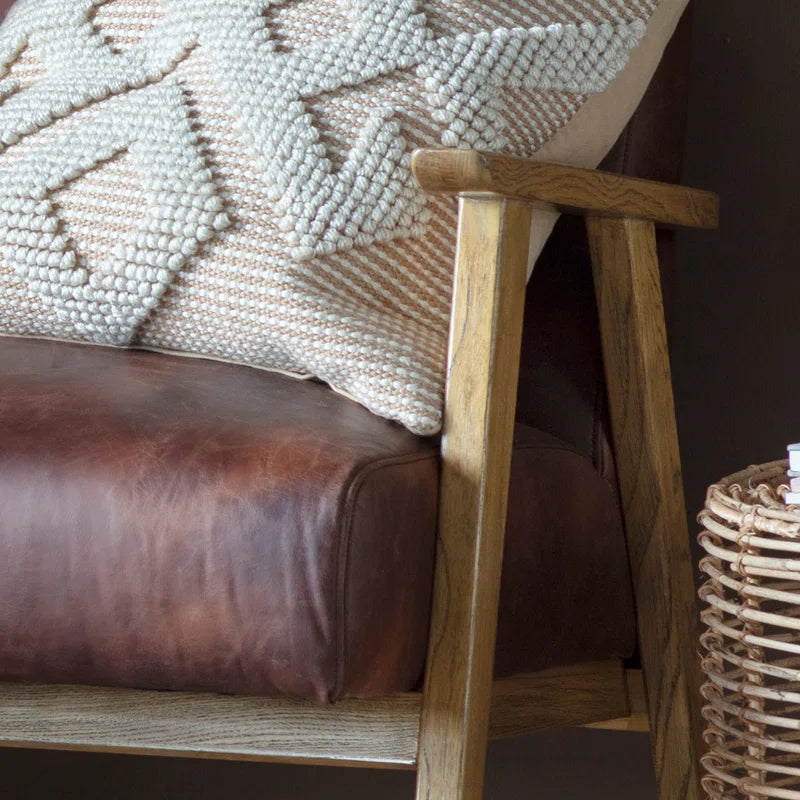 Flossy Genuine Leather Armchair Tan Mid Century Design