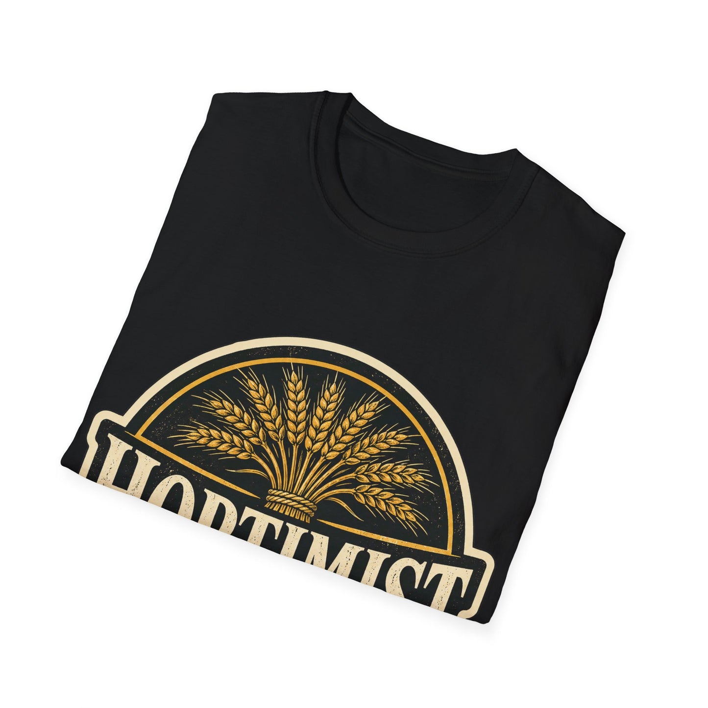 "Hoptimist" Beer Lovers T-Shirt — Vintage Hops & Wheat Brewery Design Unisex Tee
