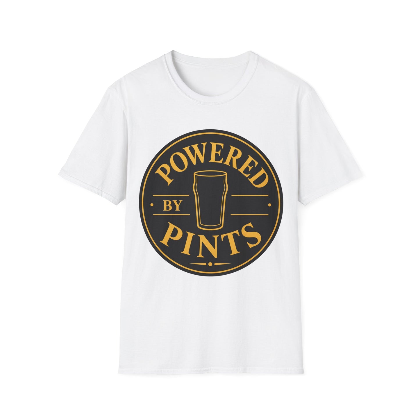 "Powered by Pints"  T-shirt for Beer Lovers Vintage Pub Tee