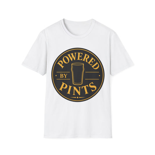 "Powered by Pints" T-Shirt – Funny Beer Lover Unisex Tee for Pub Lovers