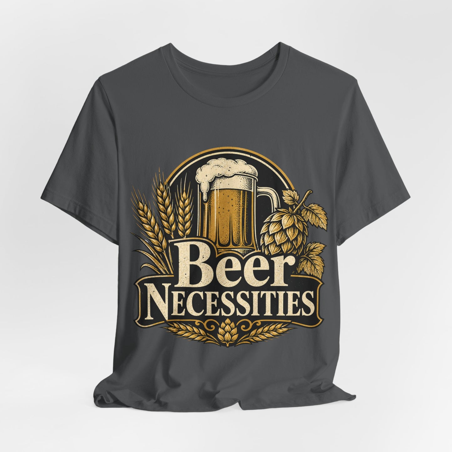 "Beer Necessities" T-Shirt — Vintage Beer Graphic Tee for Brewers & Beer Lovers