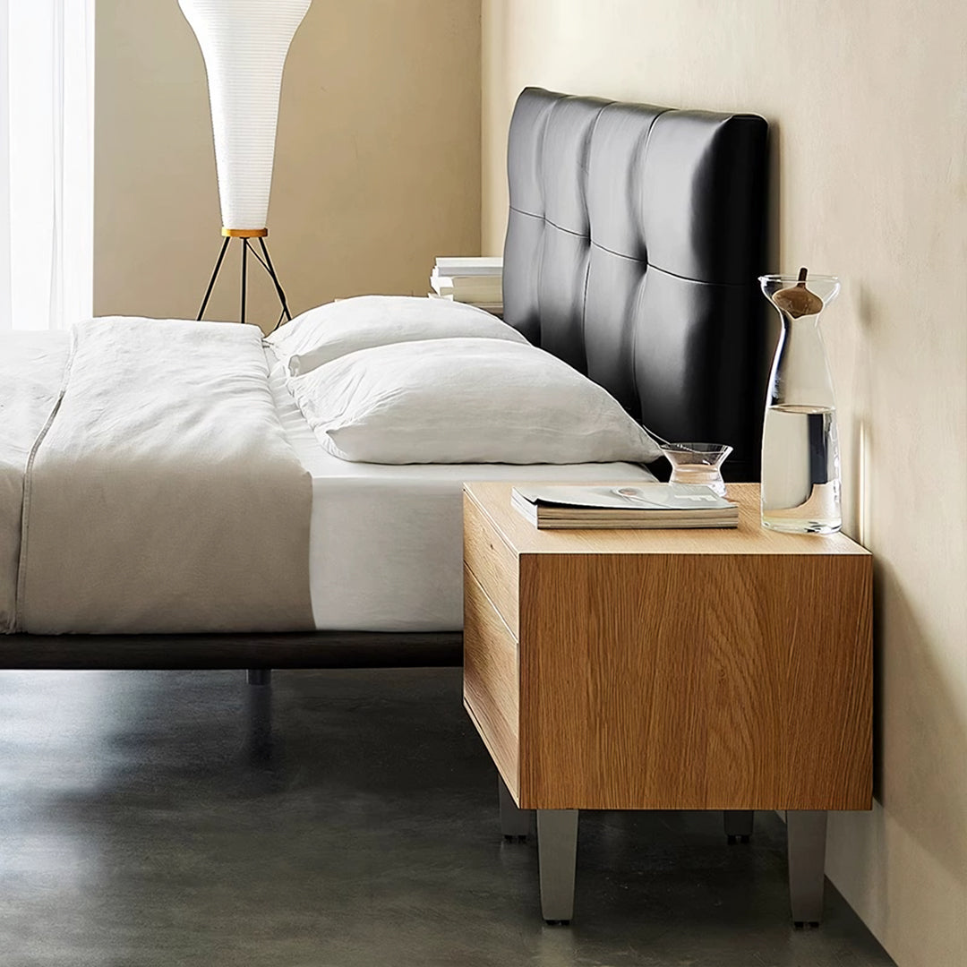 Ines Floating Bed in Black Real Leather King and Super King