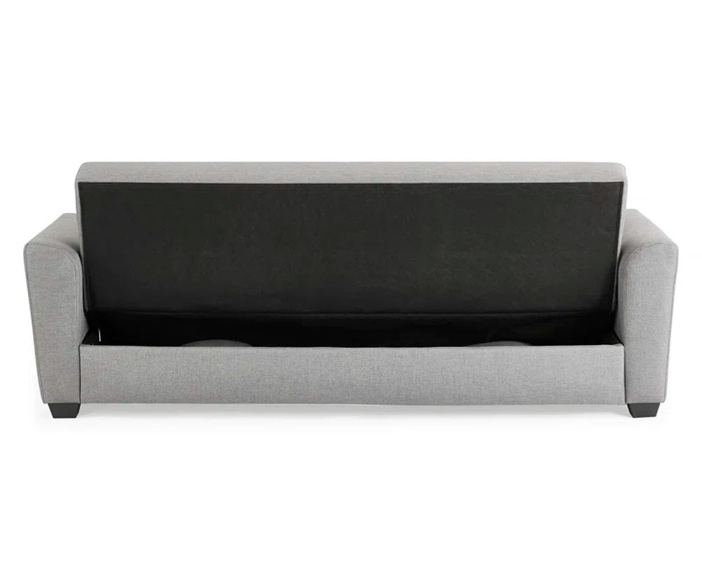 Grey Woven Sofa Bed Rounded Arms 215cm Kasheena Easy Open