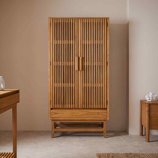 Melia Wardrobe with Drawers | Light Oak Finish
