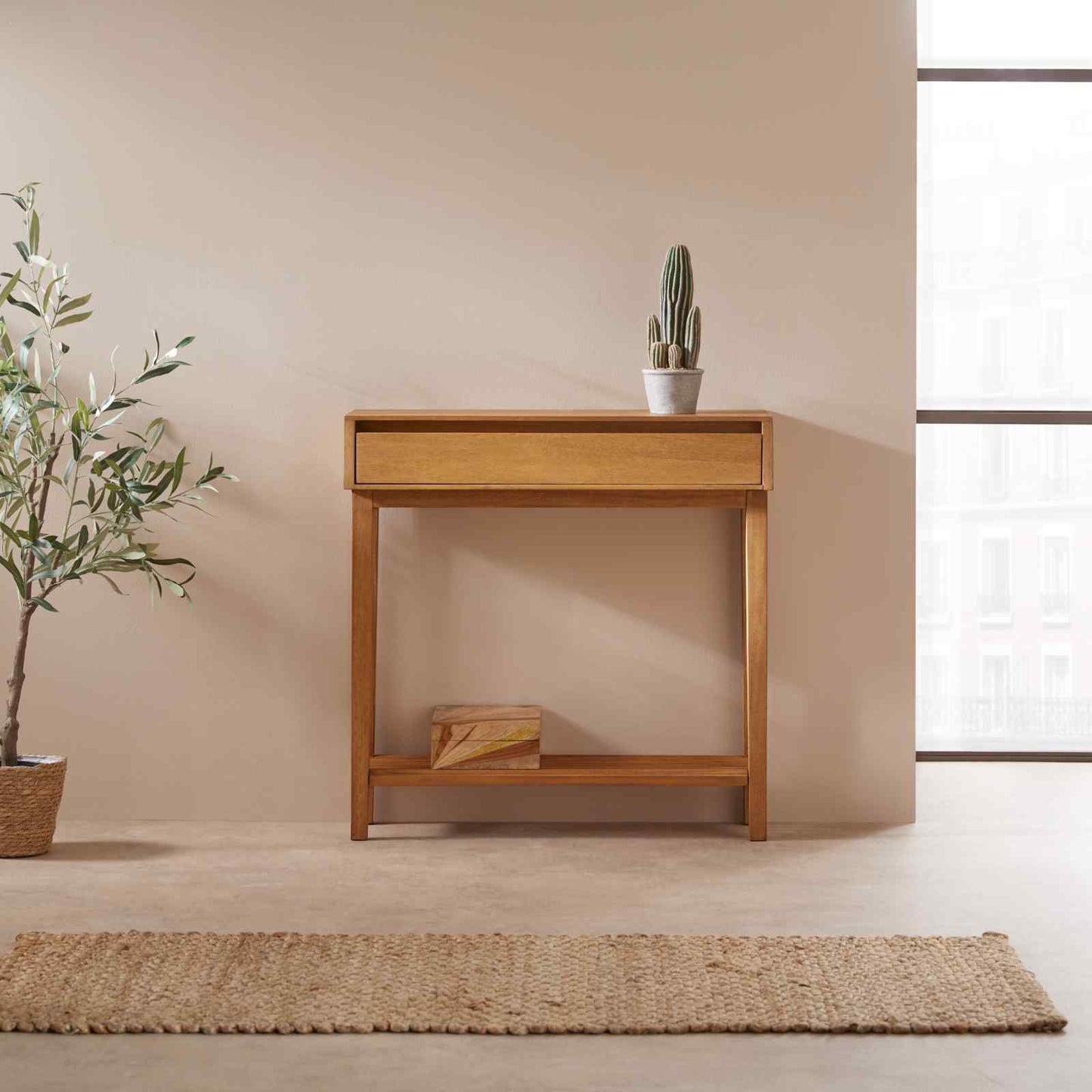 Melia Console & Hallway Table Light Oak Hand Crafted Wax Finish