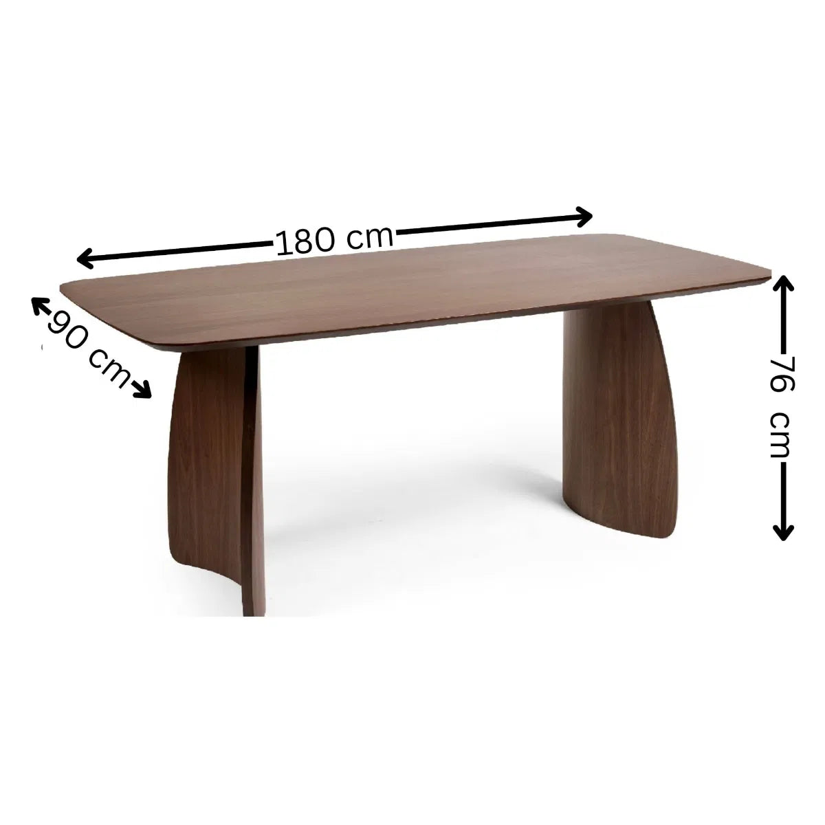 Contemporary Dining Table | Curved Legs | Walnut Wood Finish