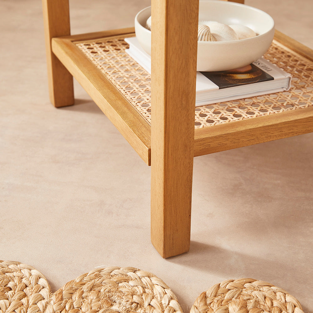 Bali Rattan Bedside Table with 1 Drawer | Solid Wood
