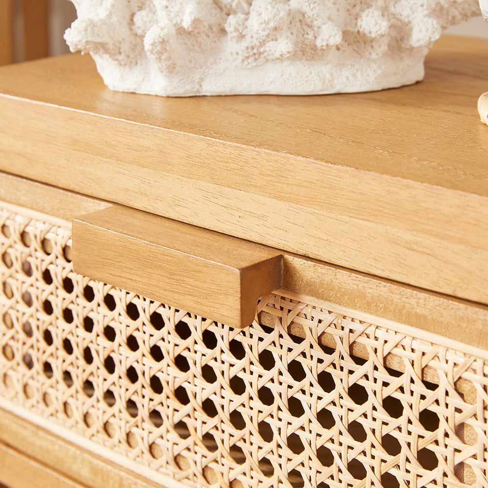Bali Rattan Bedside Table with 1 Drawer | Solid Wood