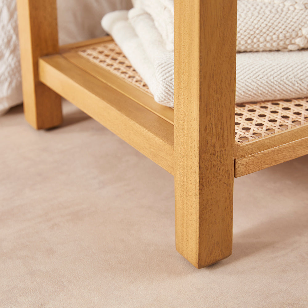 Bali Rattan Bench with Storage Shelf | Minimal Assembly