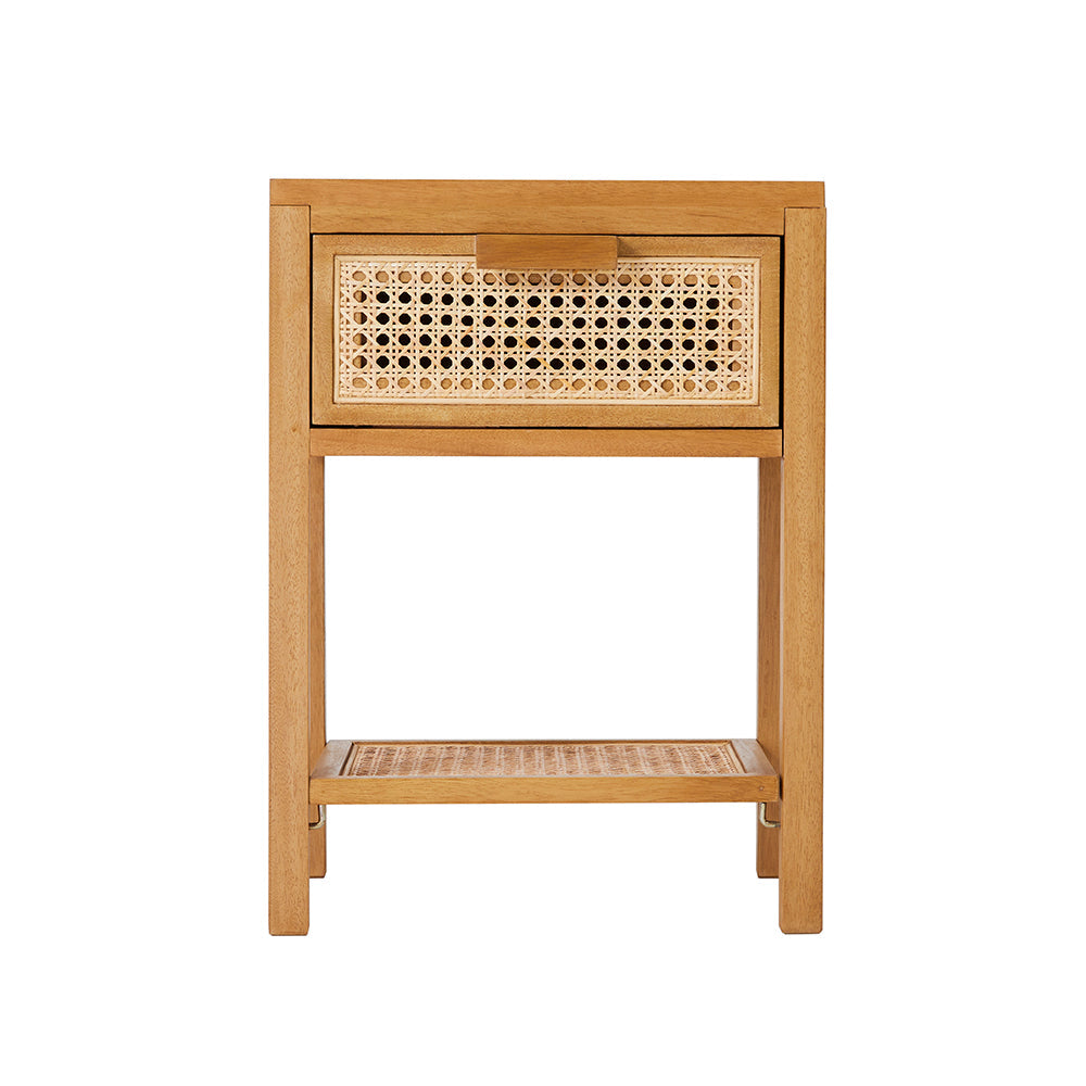 Bali Rattan Bedside Table with 1 Drawer | Solid Wood