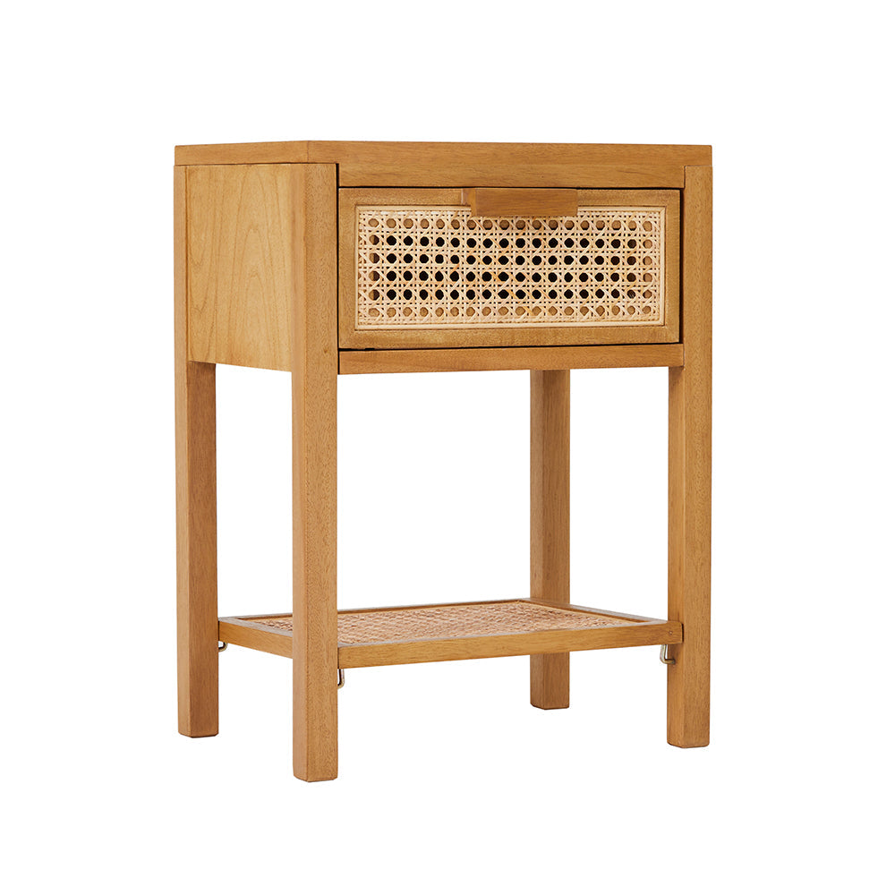 Bali Rattan Bedside Table with 1 Drawer | Solid Wood