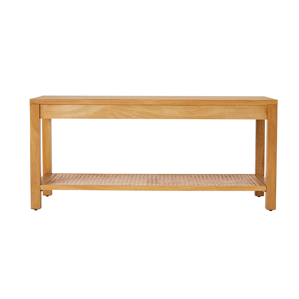 Bali Rattan Bench with Storage Shelf | Minimal Assembly