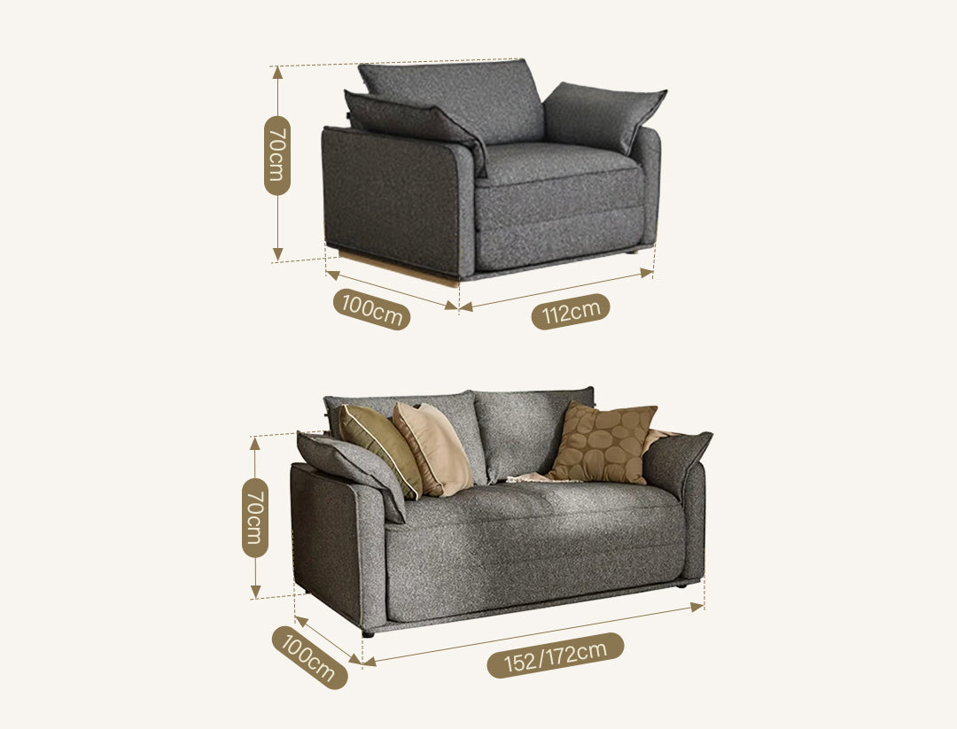 Barghouti Two Seater Sofa Bed in Dark Grey Linen