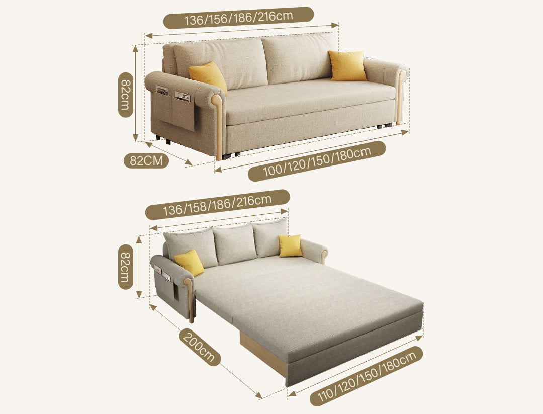 Braylene Two Seater Sofa Bed in Linen-Cotton