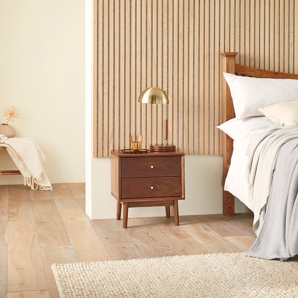 Wright Walnut Bedside Table Eco Friendly Solid Wood Furniture