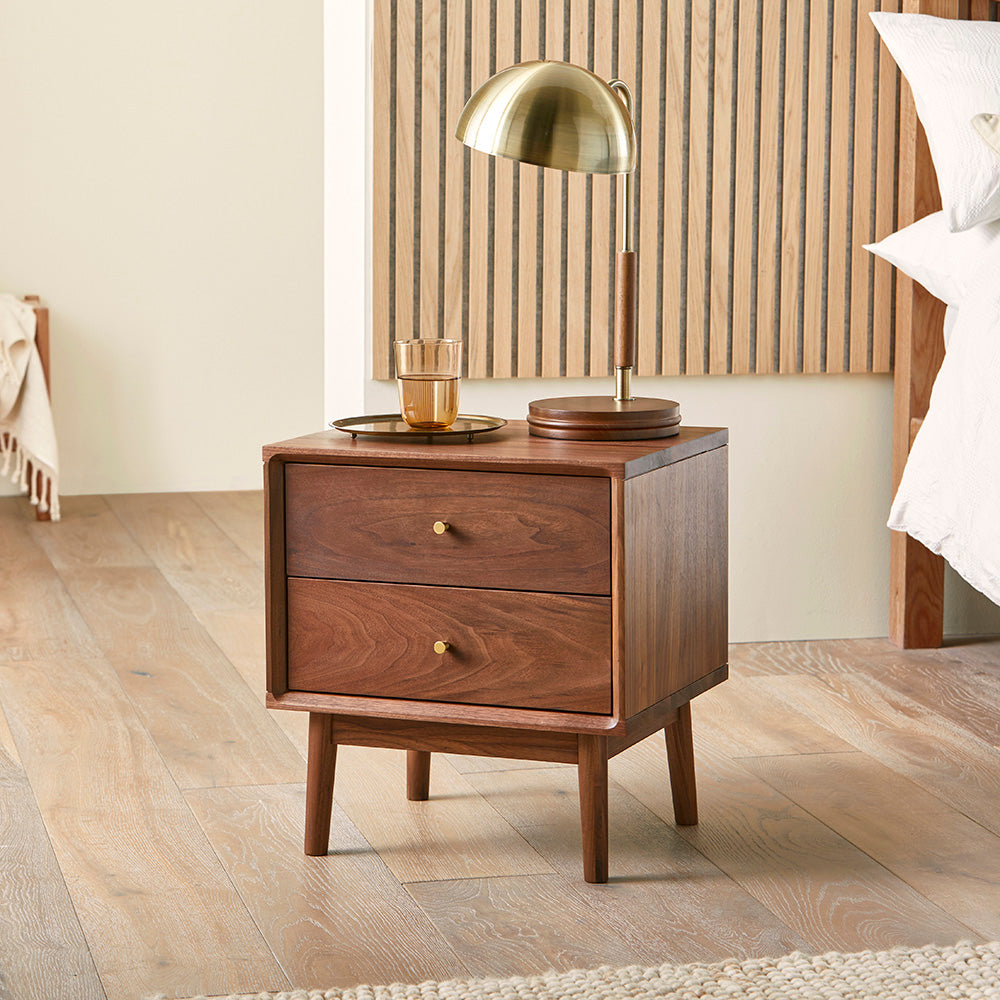 Wright Walnut Bedside Table Eco Friendly Solid Wood Furniture
