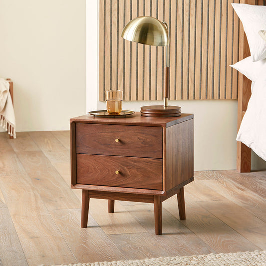 Wright Walnut Bedside Table Eco Friendly Solid Wood Furniture