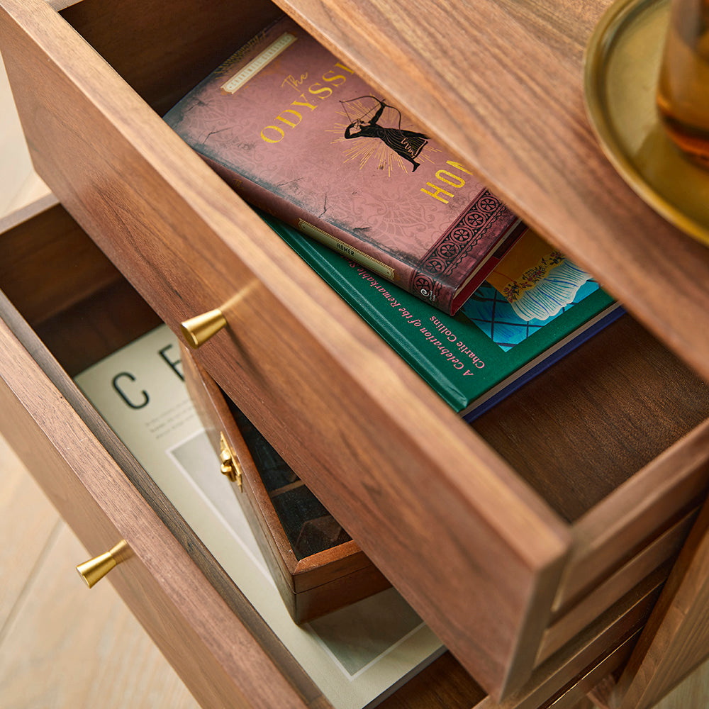 Wright Walnut Bedside Table Eco Friendly Solid Wood Furniture