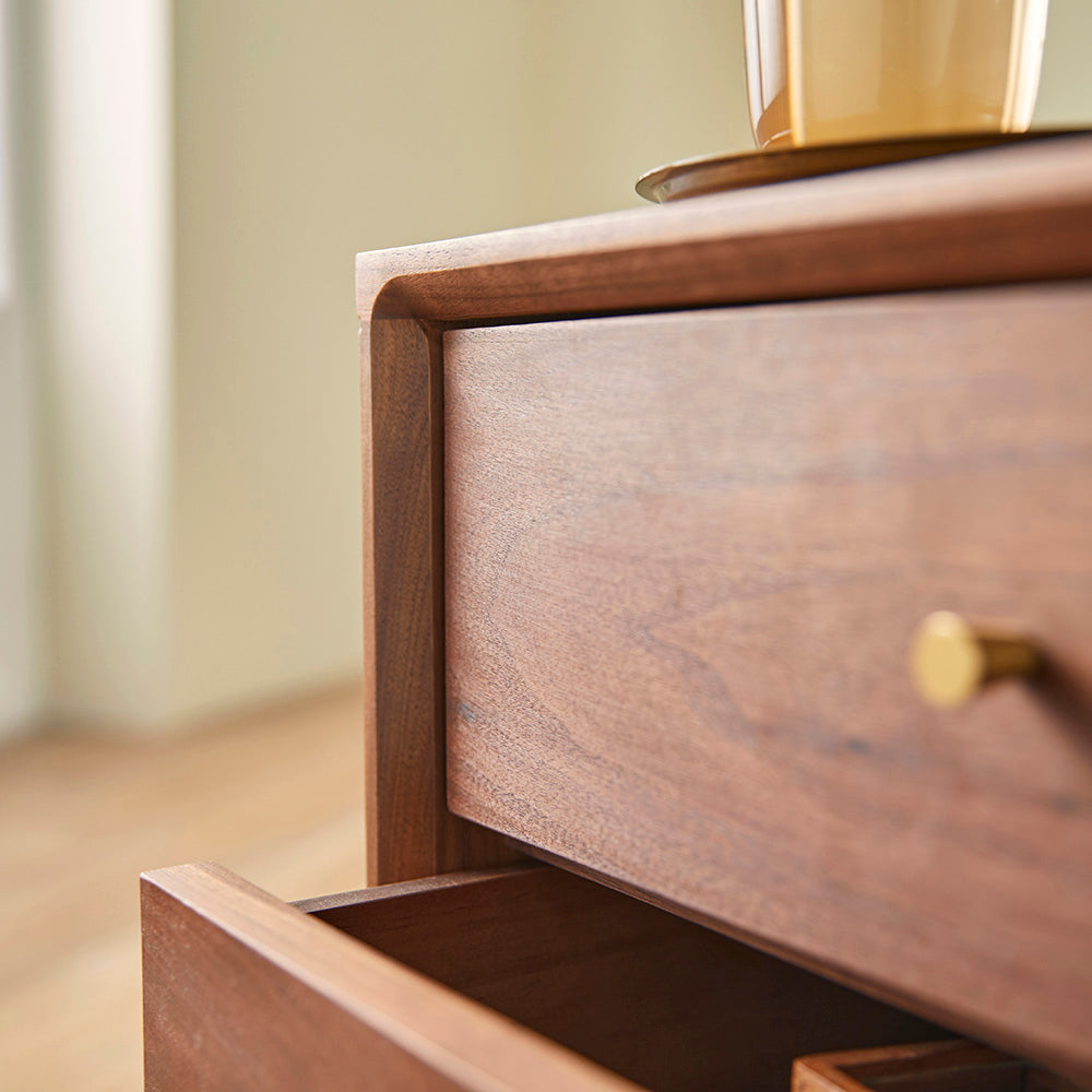 Wright Walnut Bedside Table Eco Friendly Solid Wood Furniture